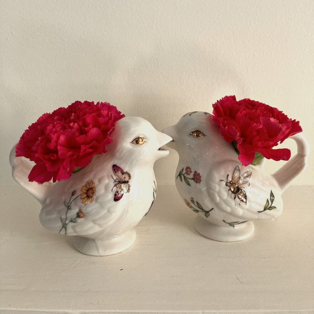 Grace's Teaware - Set of 2 Bird Creamers Butterflies, Bees, Bird Bud Vases